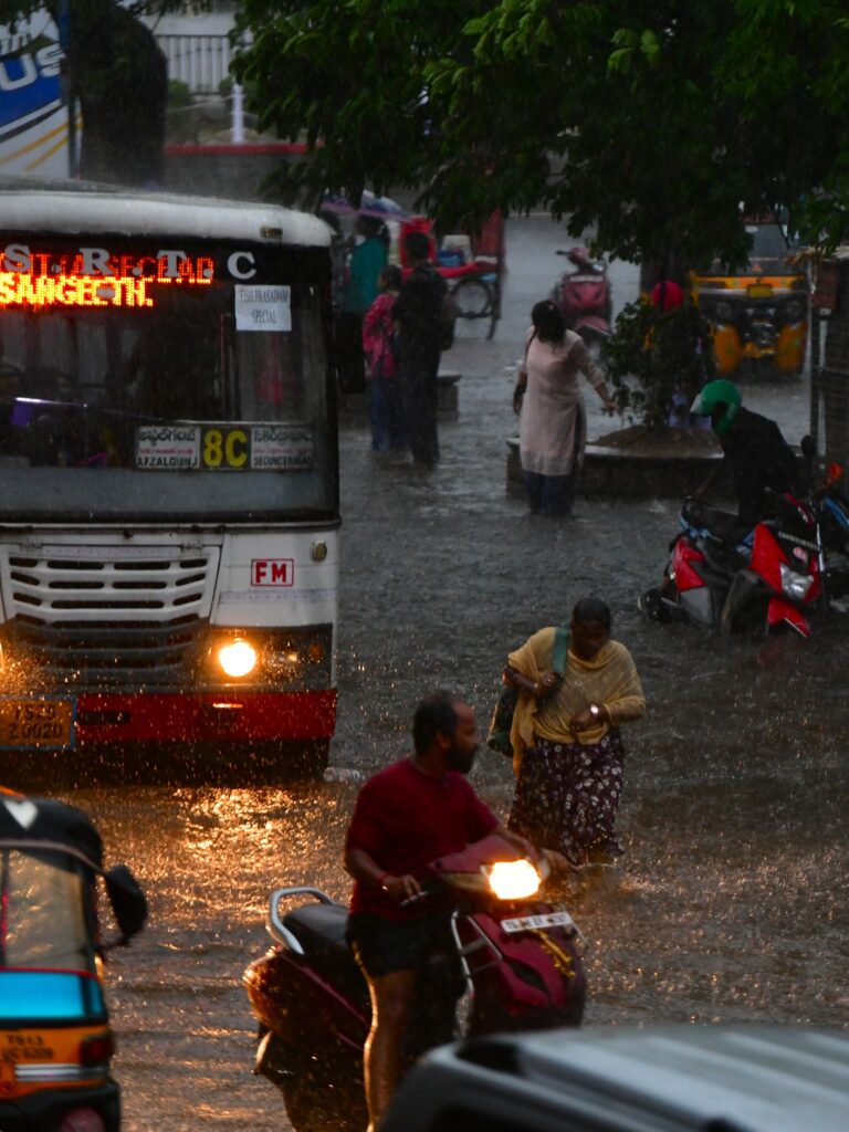 Rain Turns Hyderabad Roads into Parking Lots